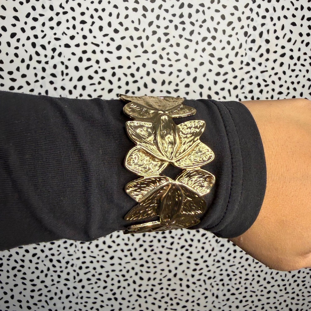 Golden-tone Leaf Cuff Bracelet